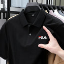 Men's polo shirt - single button printed shirt for casual business wear in summer, breathable for exercise.