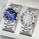 Men's Business Quartz Watch, Blue Glass with Stainless Steel Strap