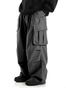 plus Size Men's Workwear Wide Leg Pants Loose Street Style Trendy Cargo Trousers