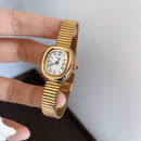 Women's Elegant Quartz Watch, Oval Dial with Stainless Steel Mesh Strap