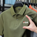 Men's polo shirt - single button printed shirt for casual business wear in summer, breathable for exercise.
