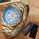 Men's Automatic Mechanical Watch, Retro Waterproof Genuine Leather Strap