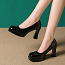 High Heel Wedding Shoes for Women, Thick Heel Round Toe Party Pumps