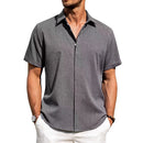 Mens Golf Shirts for Men Summer Beach Loose Shirt Button Down Short Sleeve Blouses Solid Print Casual Linen Shirts Streetwear