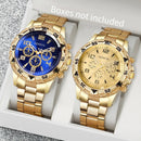 Men's Business Quartz Watch, Blue Glass with Stainless Steel Strap