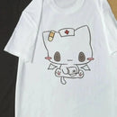 Women Men T Shirts Cartoon Printed Funny Couple Sweet Short Sleeve O Neck Loose Y2k Harajuku Tops Female Casual Tshirt