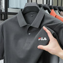 Men's polo shirt - single button printed shirt for casual business wear in summer, breathable for exercise.