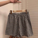 Shorts Women's Bottoms Soft Pants Plaid Print Spwear Pants Womens Pajama Pant Summer Loose Shorts Thin Pajamas Cotton Women