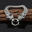 Men's Stainless Steel Wolf Head Bracelet, Hip Hop Rock Style