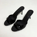 Heeled Slides for Women, Round Toe Thin Heel Slipper Sandals